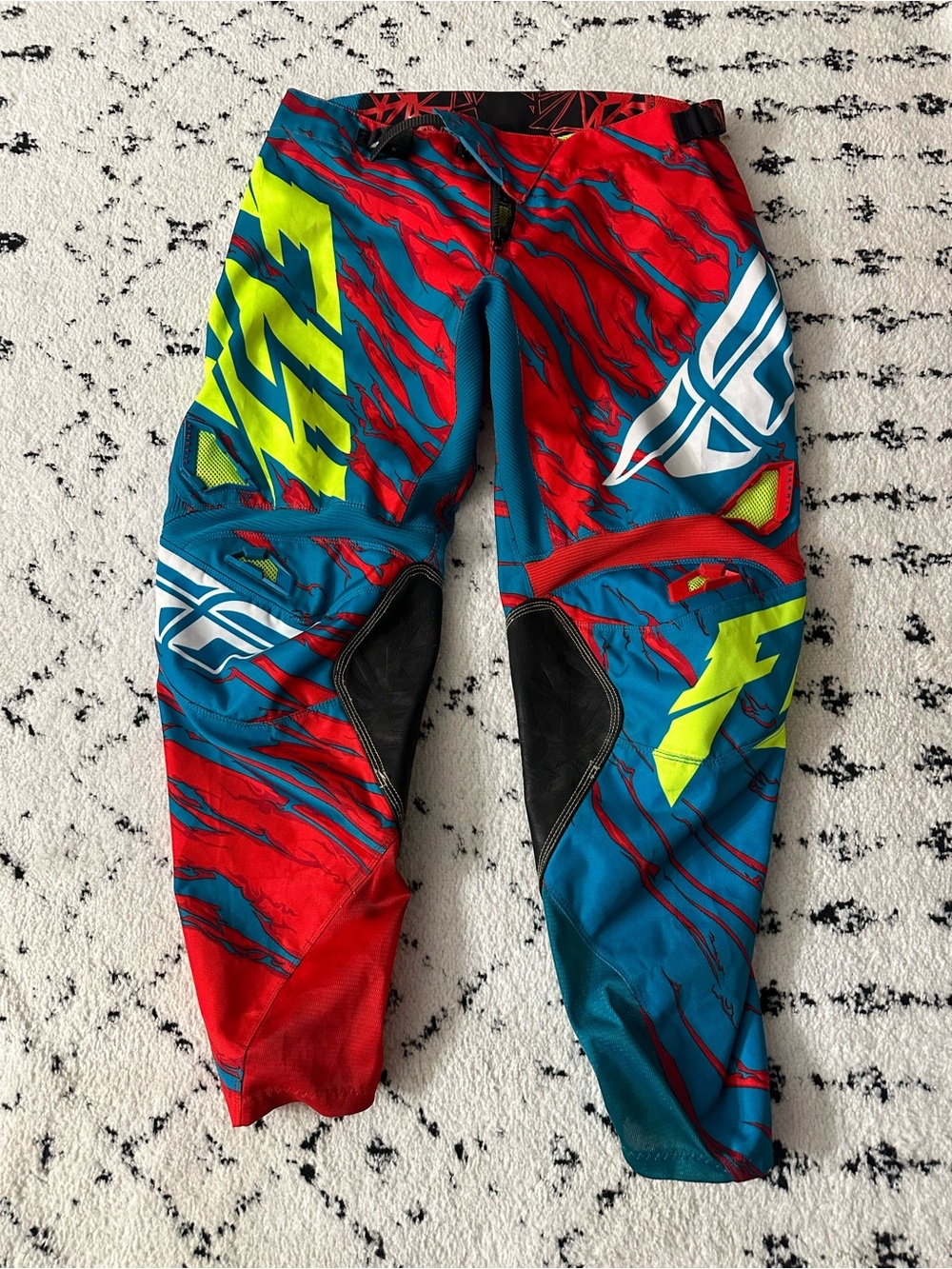 Fly Racing Kinetic Relapse MX Pants Mens 38 Teal Red Hi-Vis Motocross